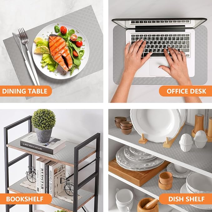 Shelf Liners for Kitchen Cabinets Non Adhensive,Grey 23.6"× 157.4" - Image 2