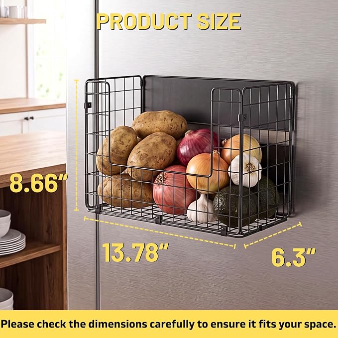Ofiray-home Magnetic Shelf for Fridge, Large Basket for Aluminum Foil | 50 lbs strong magnet, no-drill, large capacity, ventilated for produce, fits cabinet, wrap boxes, snacks, coffee pods. - Image 4