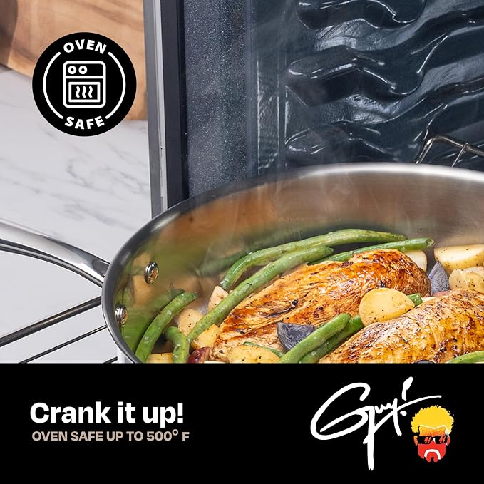 Guy Fieri's Flavortown 10.3" Stainless Steel Frying Pan, Tri-Ply Base - Image 6