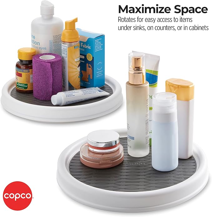Copco Lazy Susan Turntable Organizer Set of 2, 9 Inch Rotating Cabinet and Pantry Storage, Nonslip Surface with Outer Rim, Wipe Clean - Image 5