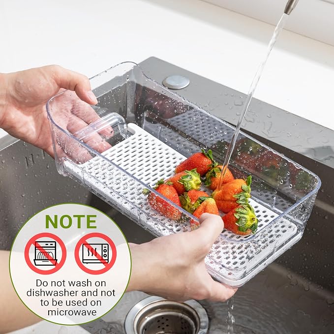Imncya Fridge Organizer Bins, Clear Stackable Pull Out Fridge Drawer Organizer, Refrigerator Organizers and Storage Container for Fruits, Vegetables, Drinks, Food ( 2 Pack Clear) - Image 6