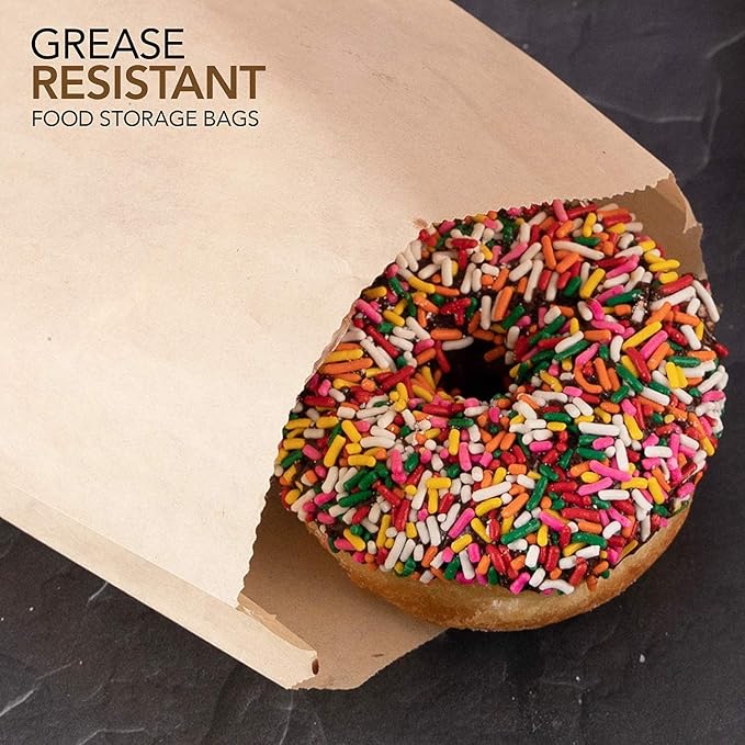 Kraft Brown Sandwich Bags (800 Pack) - Microwavable Unbleached Natural Kraft Paper Bags - Food Grade Grease Resistant Bags for Pastries, Cookies, Snacks - Biodegradable - Stock Your Home - Image 4