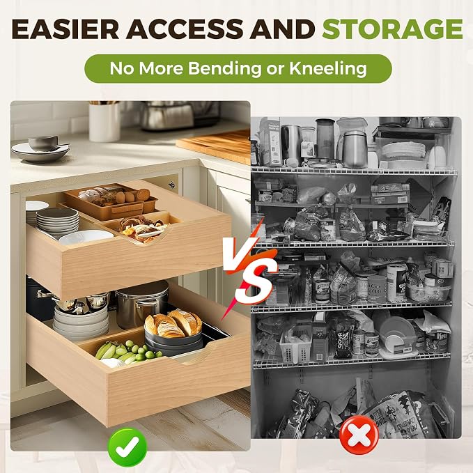 Pull Out Drawers for Cabinet Wood 33" W x 23" D Slide Out Organizer - Image 3