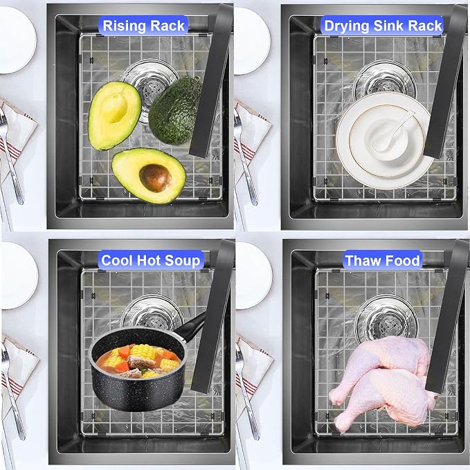 15"x13" Sink Grate for Bottom of Kitchen Sink with Sink Strainers, 2Pack - Image 5