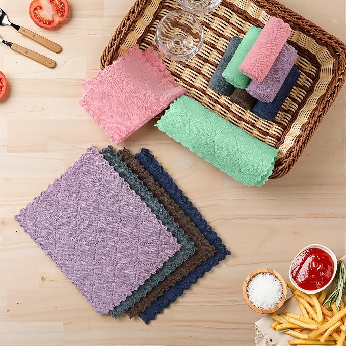 Homaxy Super Soft Absorbent 12 Pack Coral Velvet Dish Cloths, 7" x 9" - Image 7