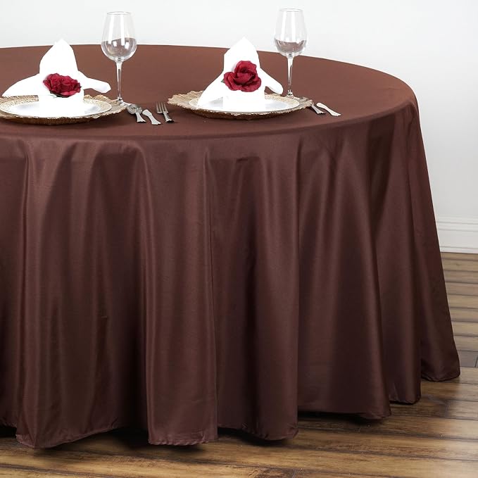 Balsa Circle 6 pcs 108 inch Chocolate Brown Round Polyester Tablecloths Fabric Table Cover Linens for Wedding Party Banquet Reception Events Kitchen Dining - Image 4