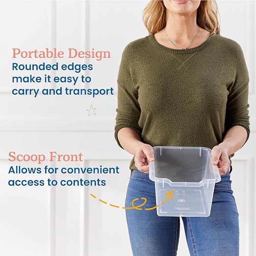 ECR4Kids Scoop Front Storage Bins, Multipurpose Organization, Clear, 10-Piece | Durable plastic, GREENGUARD Gold Certified, 1.2 gallon capacity, lightweight & nestable, built-in handle, classroom/home use - Image 4