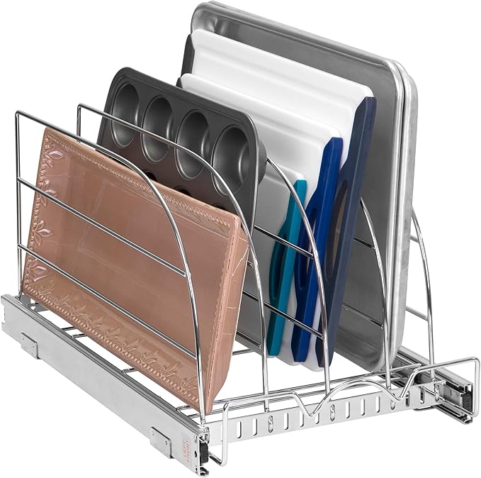 Pull Out Organizer for Bakeware, Cutting Board and Trays, 12.5”W x 21”D by HOLDN%E2%80%99STORAGE