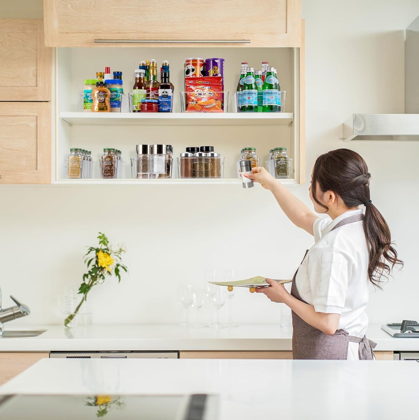 Sorbus 10-Pack XL Clear Plastic Organizing Bins – Clear Bins for Organizing, Refrigerator Organizers, Fridge Organizer, Pantry Storage, Kitchen Organizer, and Pantry Organizers and Storage Bins