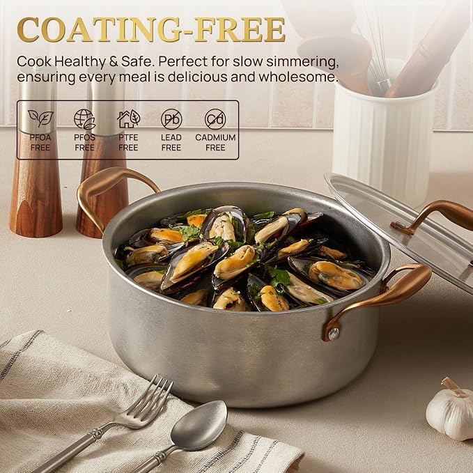 KOKHUB Vintage 10 Pcs Stainless Steel Pots and Pans Set Non Toxic - Image 4