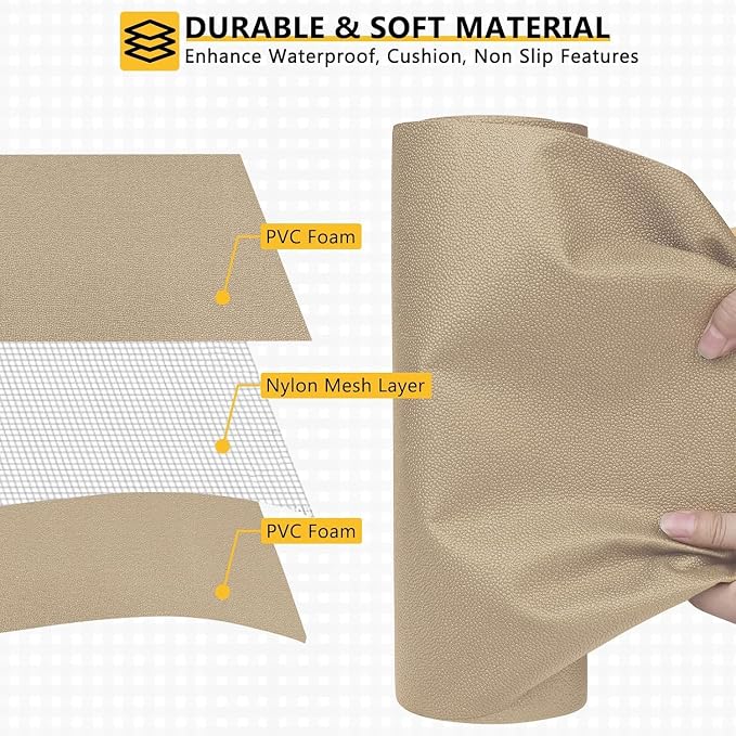 WochiTV Shelf Liner for Cabinets, Drawer Non Adhesive Non Slip Foam Mat for Kitchen, Pantry, Bathroom, Cupboard, Garage, Closet, Shelves, Drawer, Tool Box, Tan 23.6 x 354 inches - Image 4