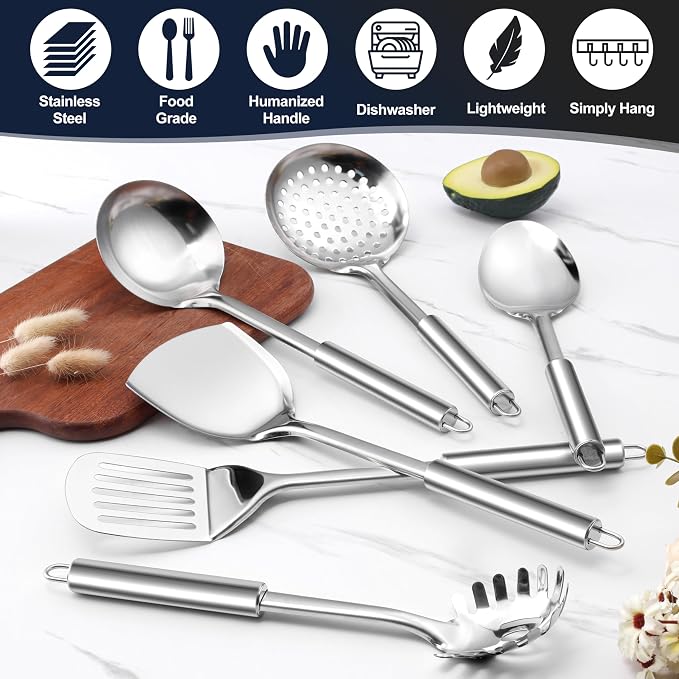 E-far Stainless Steel Cooking Utensil Set, 39-Piece Metal Kitchen Utensils - Image 5