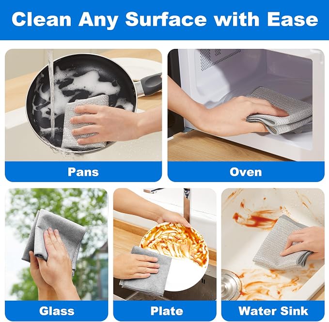 JOYMOOP Dual-Sided Silver Microfiber Cleaning Cloths, Multipurpose, 3 Pack - Image 3