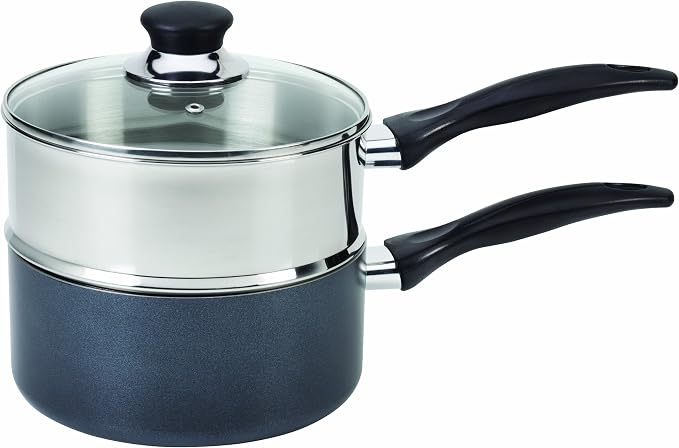 T-fal Specialty Nonstick Double Boiler 3 Quart Oven Safe 350F Cookware, Pots and Pans, Dishwasher Safe Silver/Black by T-falbrand