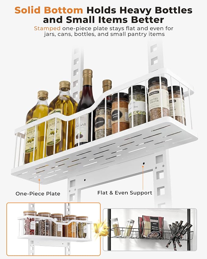 EVERIE Over the Door Pantry Organizer, 9-Tier Heavy Duty Door Storage Rack with Solid Bottom Baskets, Stable No-Bumping Design, Adjustable Hanging Shelves for Kitchen Pantry - Image 4