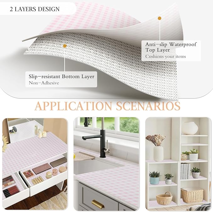 Beautysaid Shelf and Drawer Liner for Kitchen Cabinet Non Adhesive Non Slip - Image 3