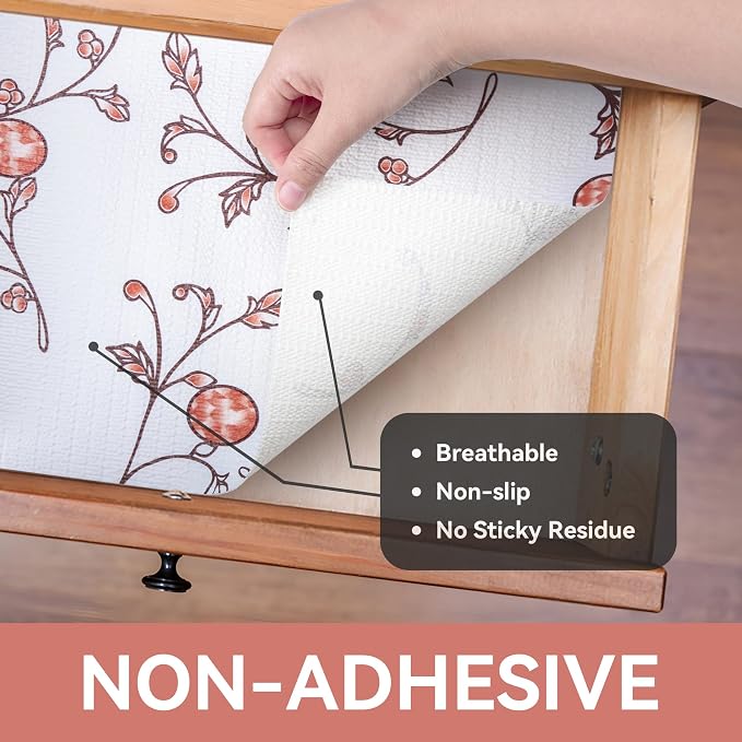 Shelf Liner,Non Adhesive Wisteria Pink 12In x 10 FT (2 Rolls) Waterproof - Image 8