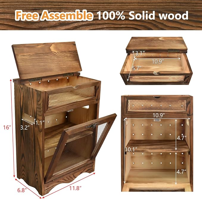 Ikee Design Free Assemble Wood Countertop Potato and Onion Storage Cabinet - Image 3