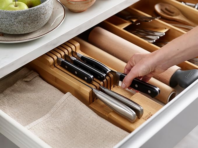 Joseph Joseph DrawerStore Compact Knife Organizer, holds up to 9 knives, Kitchen Organization & Drawer Storage, Bamboo - Image 5