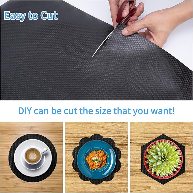 Bloss Shelf Liners, Black Drawer Liner 24x118 inch, Non Adhesive EVA Drawer Mat Liners Roll for Bathroom, Kitchen, Desks, Deco Shelves - Image 6