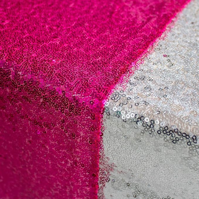 Hot Pink Sequin Table Runner 6 Pack, 12''x108 Glitter Table Runner - Image 3