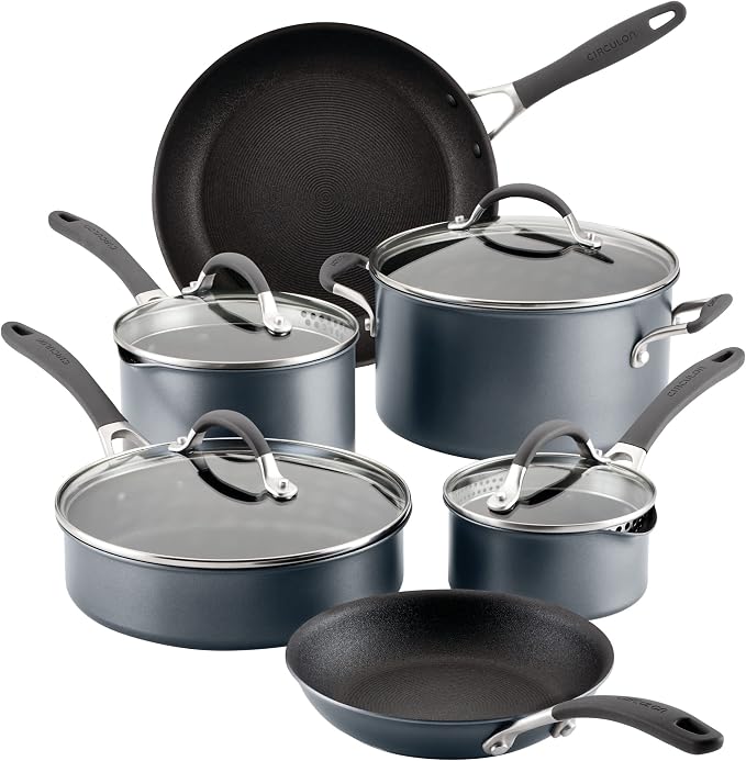 Circulon A1 Series with ScratchDefense Technology Nonstick Induction Cookware/Pots and Pans Set, 10 Piece - Graphite by Circulon