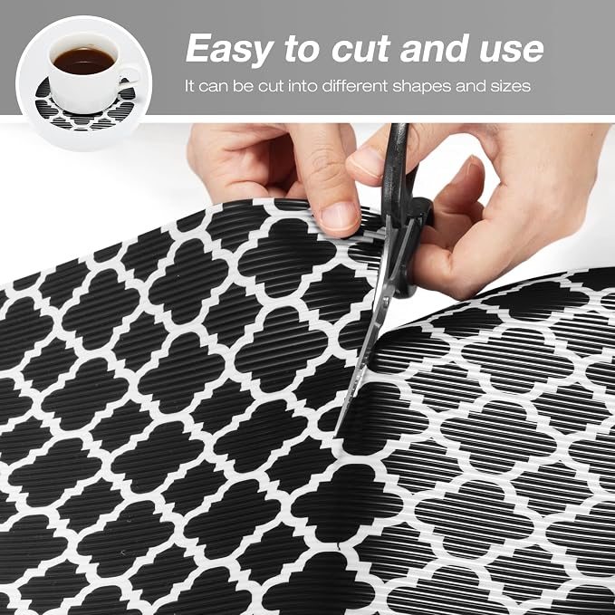 Glotoch Shelf Liner, 17.5" W x 360" L, Black and White Quatrefoil - Image 8