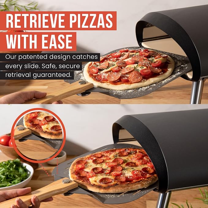 Chef Pomodoro Aluminum Perforated Pizza Peel 16 Inch with Foldable Handle | Perforated Pizza Peel 16 inch, Pizza Steel Perforated Design Prevents Sticking, Foldable Stainless Steel Pizza Peel Handle - Image 5