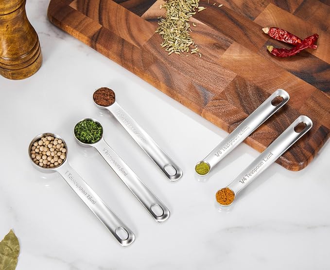 KEAWELL Premium 18/10 Measuring Set (Silver, Measuring Cups & Spoons) | 18/10 Stainless Steel; 10-Piece Nesting Set; Stackable; Upscale; Dishwasher Safe; Ideal for Baking and Cooking. - Image 6
