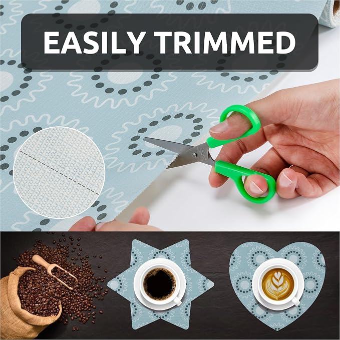 18X96 Inch Shelf Liner for Kitchen Cabinets, PVC Drawer Liner for Dresser Non-Slip Bathroom, Non-Adhesive Cabinet Liner Washable (Blue Circle)(3 Roll) - Image 6
