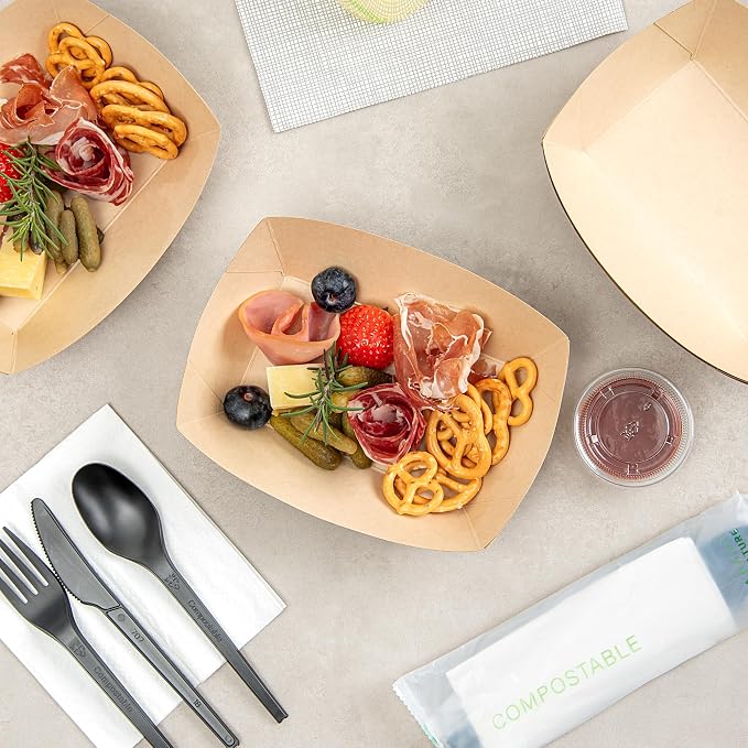 Restaurantware Paper lb Bamboo Food Tray Boat, 7.1 x 5.7 In, 50 Pack - Image 6