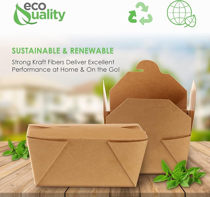 Take Out Food Containers 26 oz Kraft Brown Paper Take Out Boxes Microwaveable Leak and Grease Resistant - To Go Containers for Restaurant, Catering, Food Truck - Recyclable Lunch Box #1 (900) - Image 4