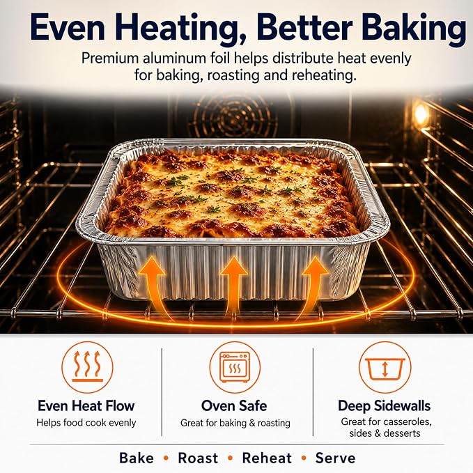 8x8 Aluminum Foil Pans, 20 Pack Foil Pans Disposable - Image 4