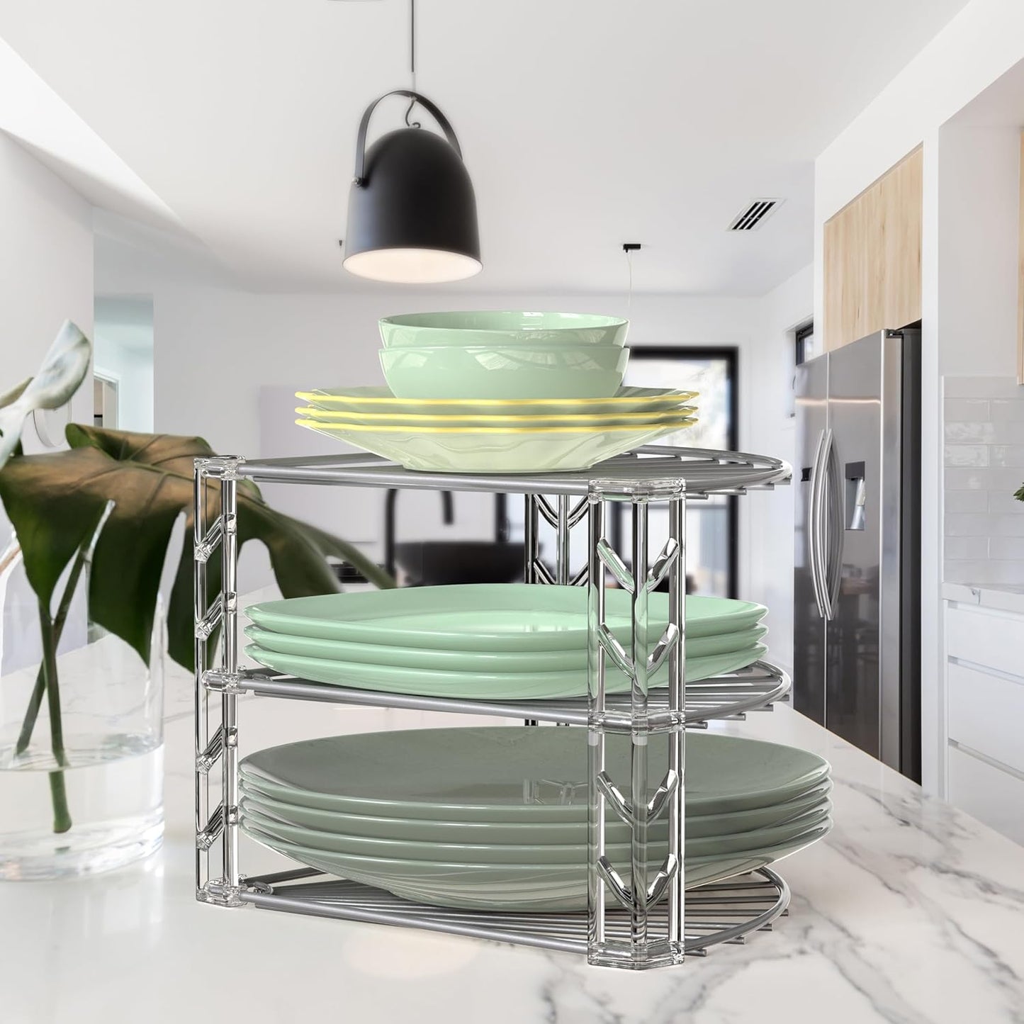 Simple Houseware 3-Tier Counter Corner Shelf Organizer, Silver