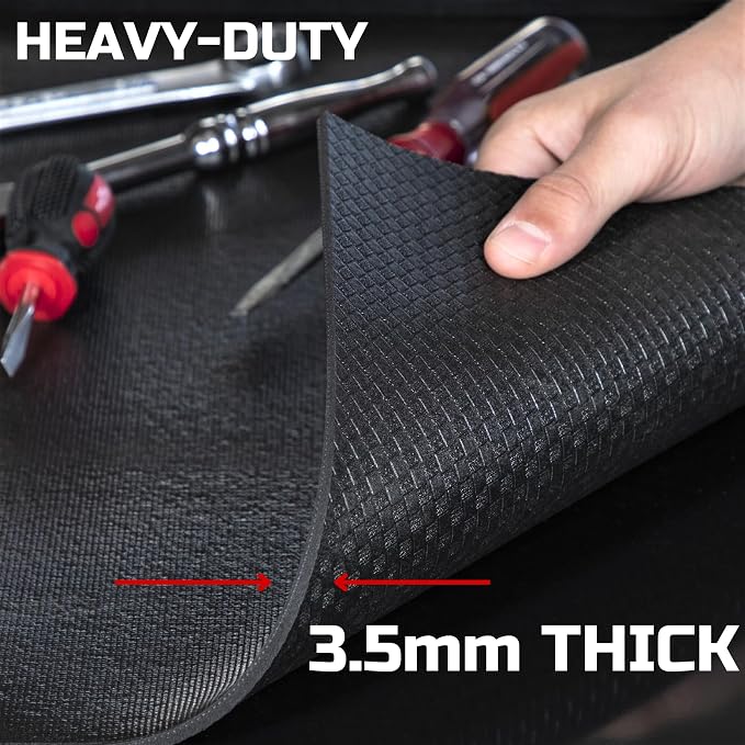 ONREVA Tool Box Liner 22 inch Wide x 20 Ft Large, Toolbox Drawer Liners, Heavy Duty Shelf Rubber Mat, Non Slip Pad Organizer for Rolling Tool Chest Drawers, Cabinet, Workbench, Black - Image 4