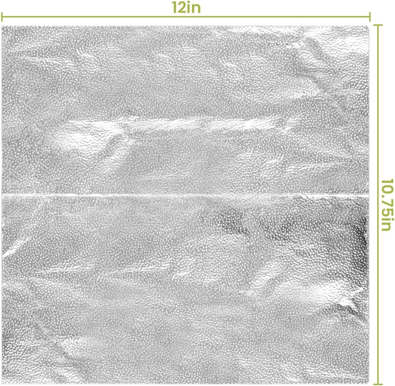 200 Pre-Cut Aluminum Foil Sheets, 12" x 10.75" Pop-Up Foil Sheets for Restaurant Use, Disposable Food Wrapping for Burritos, Hot Dogs, and Sandwiches