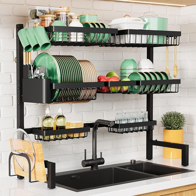 Kitsure Adjustable Over The Sink Dish Drying Rack, 31.5" -39.4" x 30.3" by Kitsure