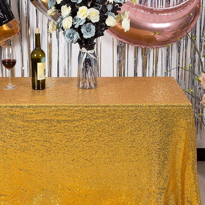 JYFLZQ Gold Sequin Tablecloth, Glitter Table Cover 50x80 Inch Rectangle - Image 2