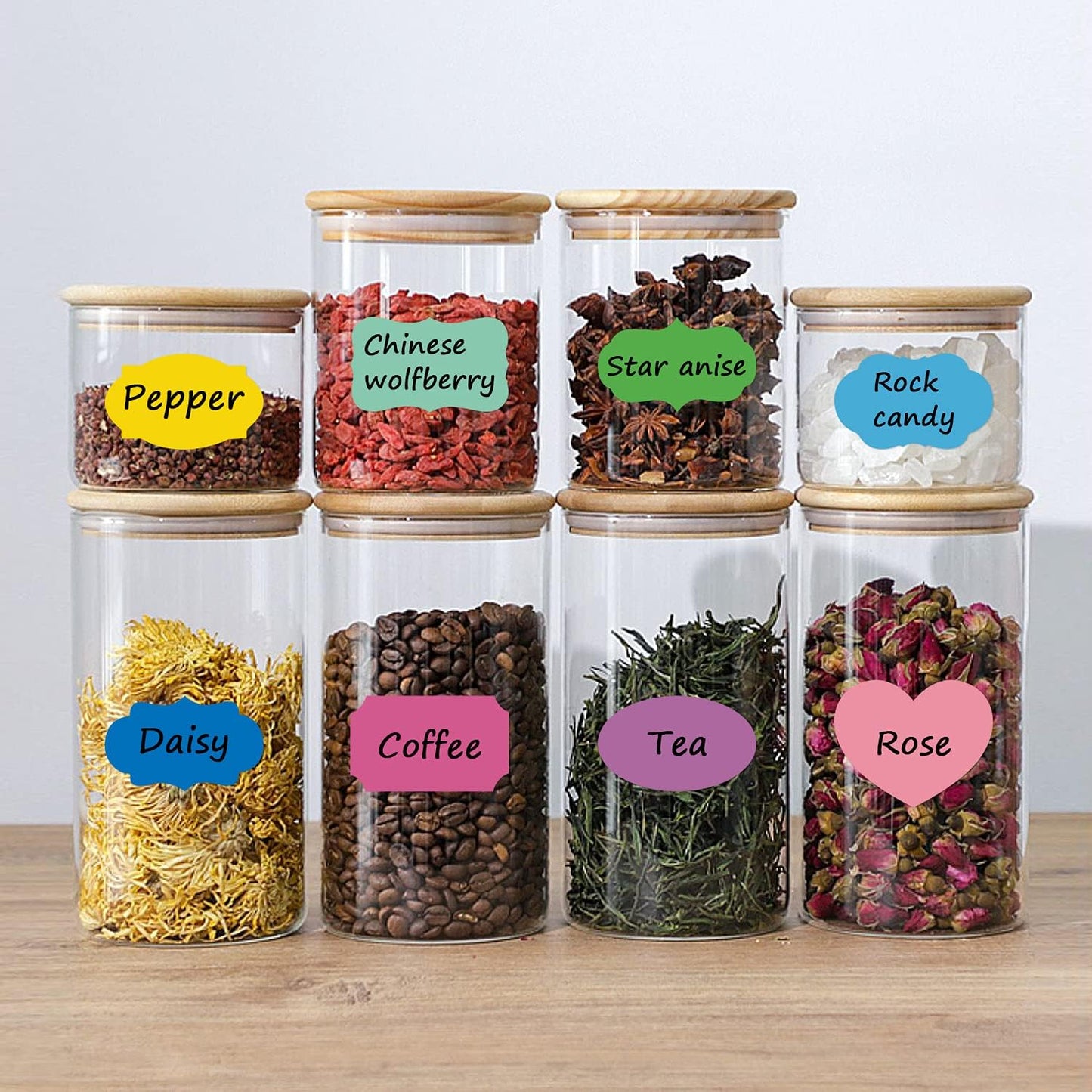 Wisdompro 256 Pcs Colored Label Stickers, Self Adhesive Gift Tag Stickers Blank Write on Labels for Essential Oil Bottles, Jars and Food Containers - 2 x 1.2 inch