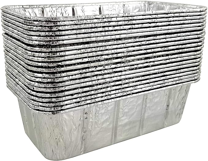 PACTOGO 2 lb. Disposable Aluminum Foil Loaf Pans w/Clear Low Dome Lids | Standard Size 8.5”L x 4.5”W 2.25" Deep | Heavy Duty Bread Container Tins for Baking, Food Storage & Takeout (Pack of 25) - Image 4