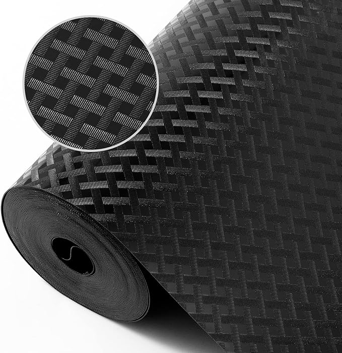 Shelf Liner Non Slip,Cupboard Drawer Fridge Mat Black 11.8"× 236.2" by StaHom