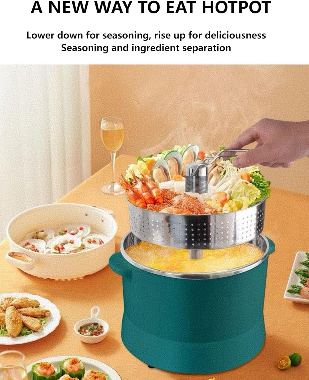 4L Multifunctional Pot, 110v Automatic Lifting Low Sugar Rice Cooker, 900w Manual Lifting Electric Hot Pot. A Steaming/Boiling/Stewing Pot That Can Keep Warm And Timed