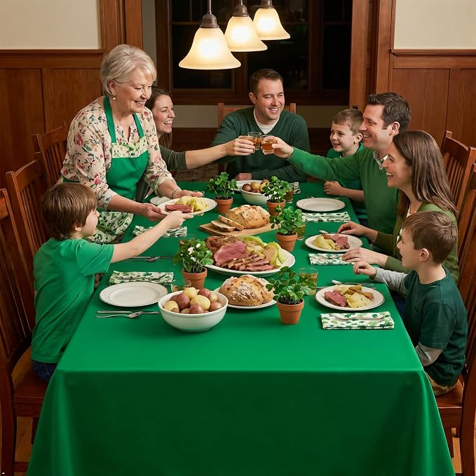 8 Pack Green Rectangular Table Cloth 60 x 126 Inch for 8 Foot Table - Image 3