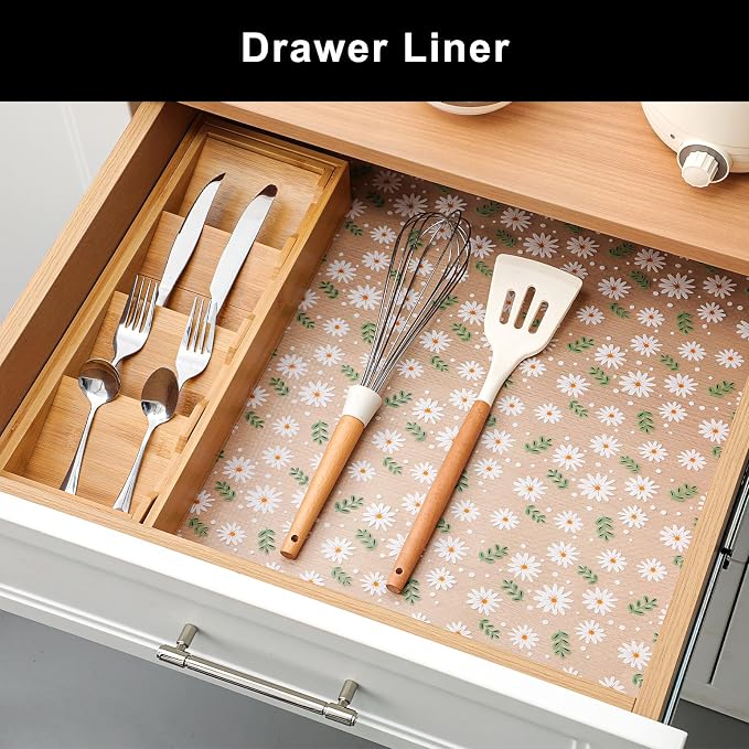 Cooyes Shelf Liner – Premium Non-Adhesive Cabinet & Drawer Liner for Kitchen – Waterproof Shelf Paper with Modern Pattern – Durable EVA Cabinet Mat – Easy to Cut （15" W x 120" L） - Image 3