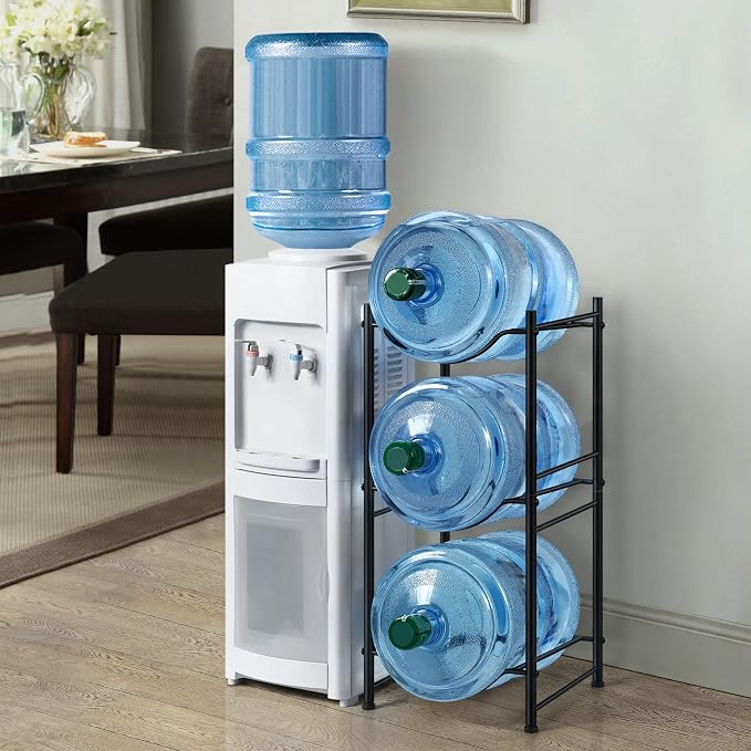 MOOACE 5 Gallon Water Jug Holder, 3 Tier Water Cooler Jug Rack | Heavy Duty Water Bottle Holder Organizer, Detachable Water Dispenser Rack for Kitchen, Living Room, Office, Black - Image 8