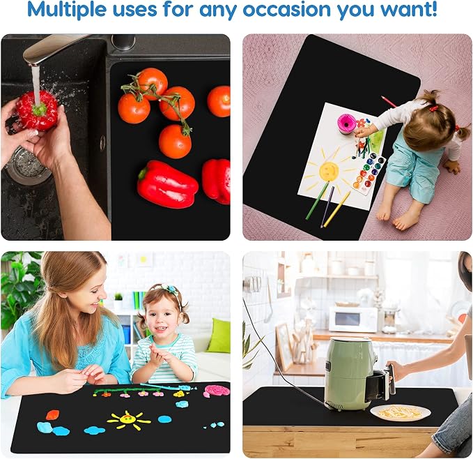 AECHY Extra Large Silicone Mat 35.3"x23.5"x0.08", Multipurpose Silicone Mat Thick Heat Resistant Mat Shipped Rolled Up Kitchen Counter Mat Waterproof Nonslip Silicone Mats for Kitchen Counter Black | Extra Large, Heat Resistant, Waterproof, Nonslip, Mu... - Image 5
