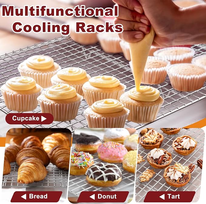 TeamFar Baking Sheet with Rack, Stainless Steel Sheet Pan-17.6/16/12.5 Inch | Cookie Sheets Baking Trays and Cooling Racks for Cooking, Non-Toxic & Heavy Duty, Dishwasher Safe, 6 PCS (3 Pans + 3 Racks) - Image 7