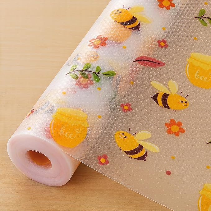 Cooyes Shelf Liner – Non-Slip Cabinet & Drawer Liner for Kitchen – Non-Adhesive Waterproof Shelf Paper with Modern Pattern – Durable EVA Cabinet Mat – Easy to Cut (Amber,17.5" W x 360" L) by Cooyes