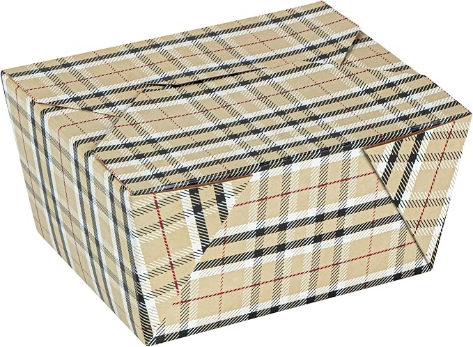 Restaurantware-Bio Tek 5.1 x 4.1 x 2.6 Inch Food Containers, 200 Durable Takeaway Boxes - Disposable, Sturdy, Plaid Paper 30 Ounce Takeout Boxes, Rectangle, For Takeouts And Delivery, Or Picnics - Image 2
