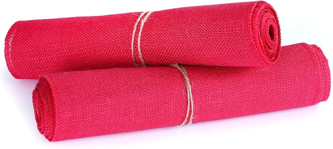 MDS® Pack of 12 Natural Burlap Table Runner, 12 x 108 Inch, Jute Rustic Farmhouse Boho Table Decor for Wedding Reception, Dining Table, Bridal Shower, Baby Shower & Party Decorations - Magenta - Image 5